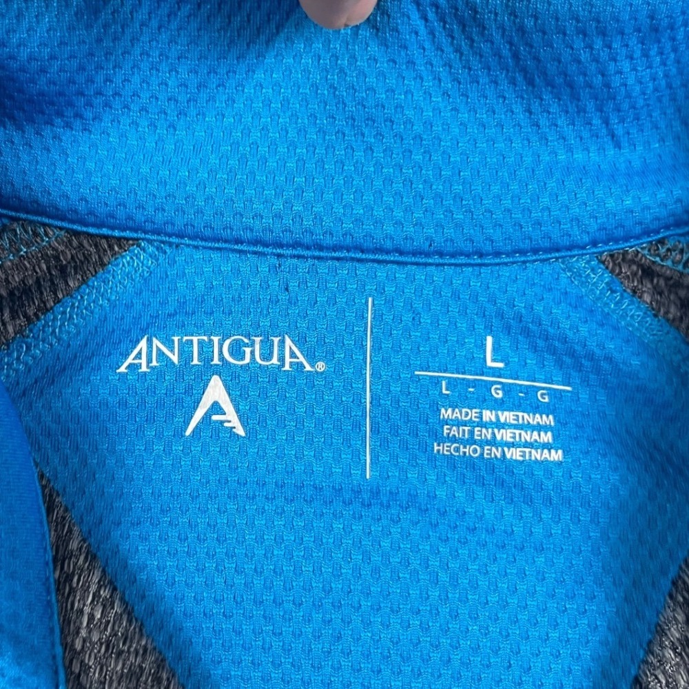 Antigua Carolina Panthers Mens Large Quarter Zip Pullover Grey Blue NFL - Picture 3 of 9